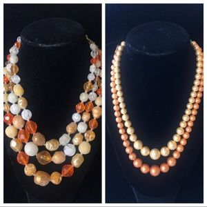2 VINTAGE NECKLACES Germany orange